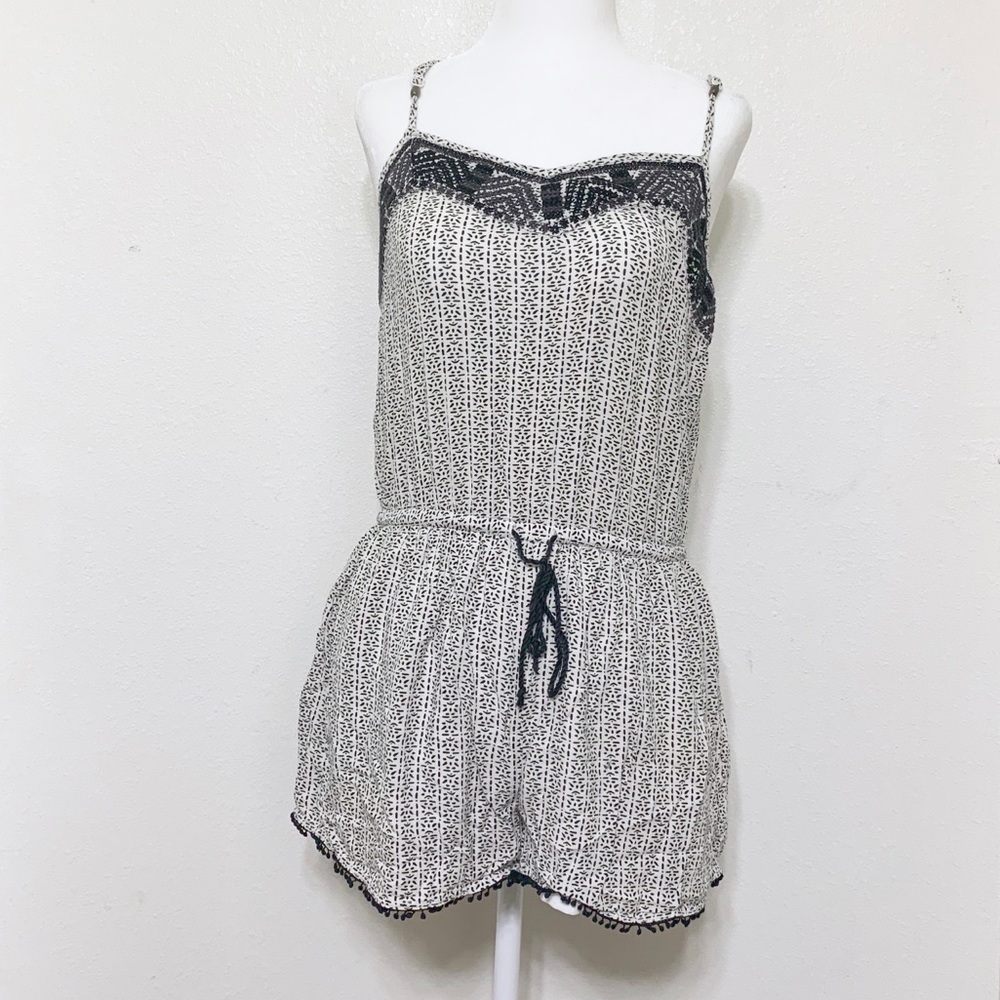 American Eagle Black Embroidered Romper size xs